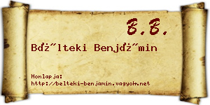 Bélteki Benjámin névjegykártya